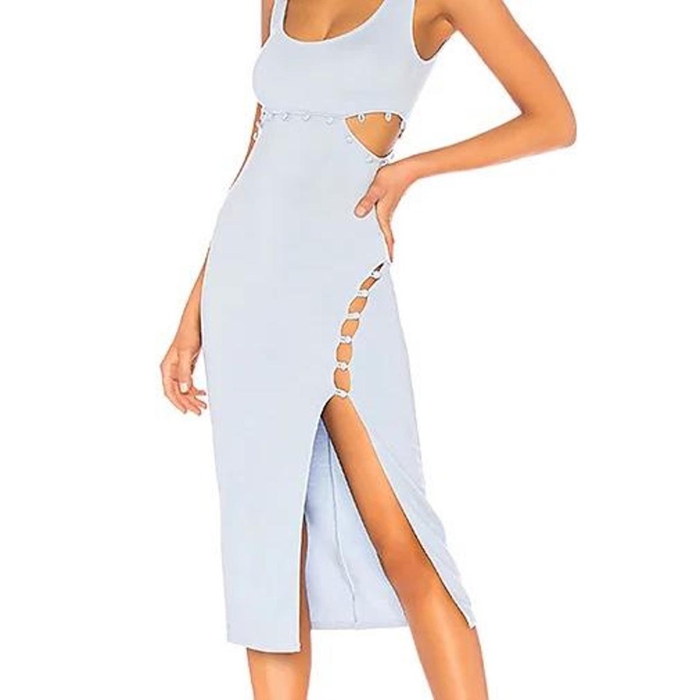 H:ours Samiah Midi Dress in Baby Blue Size Small